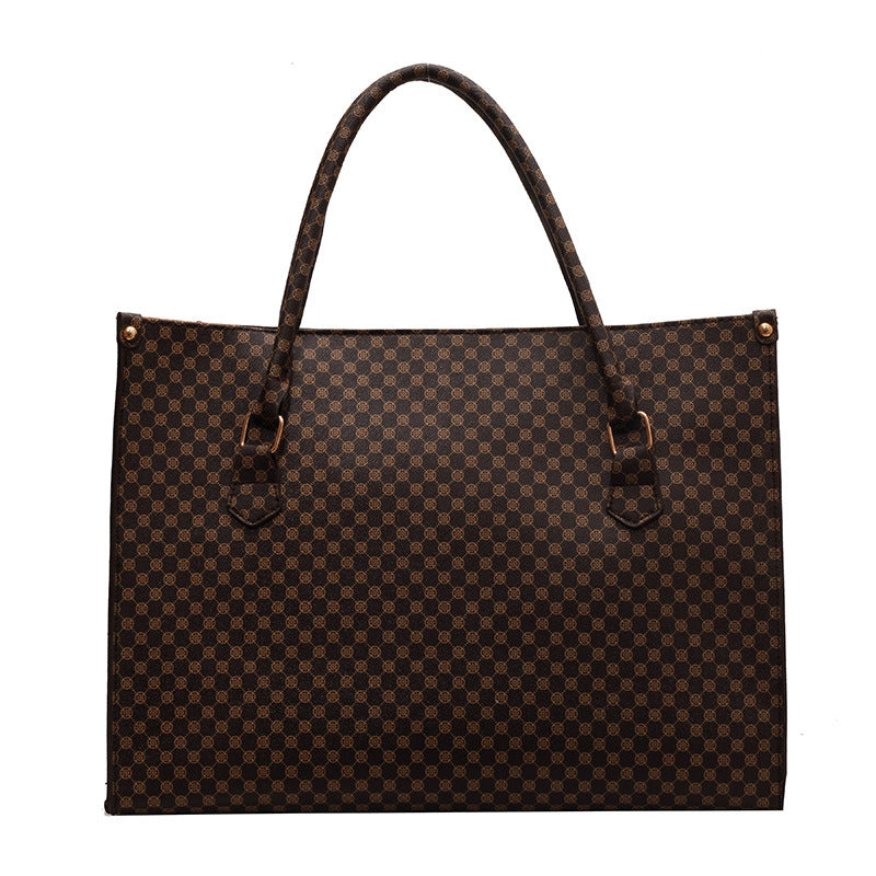 Sac fourre tout bandoulière tendance motif damier pour femme