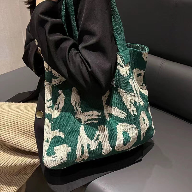 Sac à main à bandoulière tissé de grande capacité design pour femmes