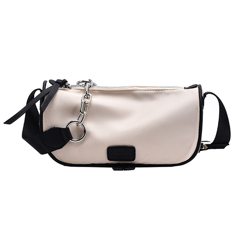 Petit sac messager blanc léger au style sportif à bandoulière pour femmes