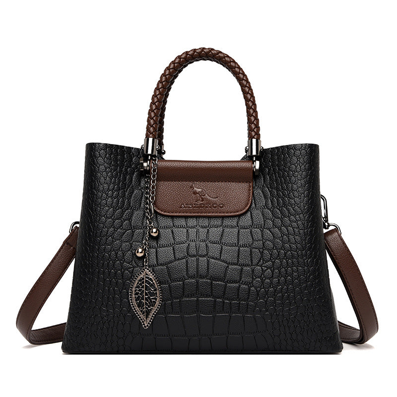 Grand sac à main à bandoulière imitation croco pour femme