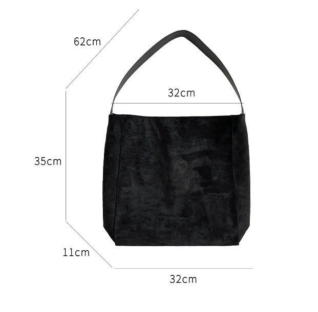 Sac fourre-tout à bandoulière grande capacité vintage en daim synthétique noir taille