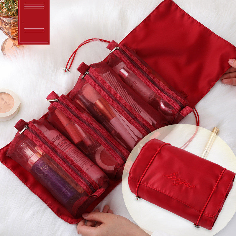 Trousse de toilette en maille rouge