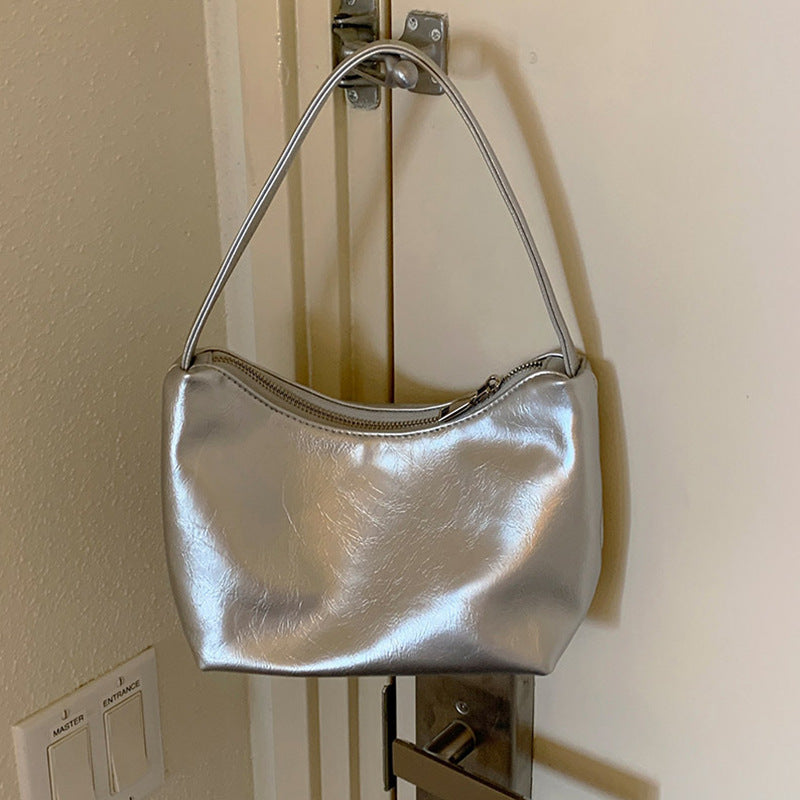 Sac à main à bandoulière minimaliste argenté pour femme