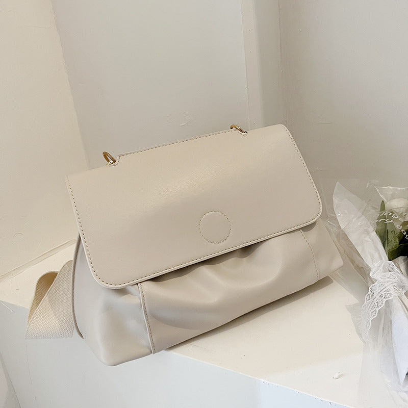 Sac fourre tout bandoulière simple plissé et souple pour femme