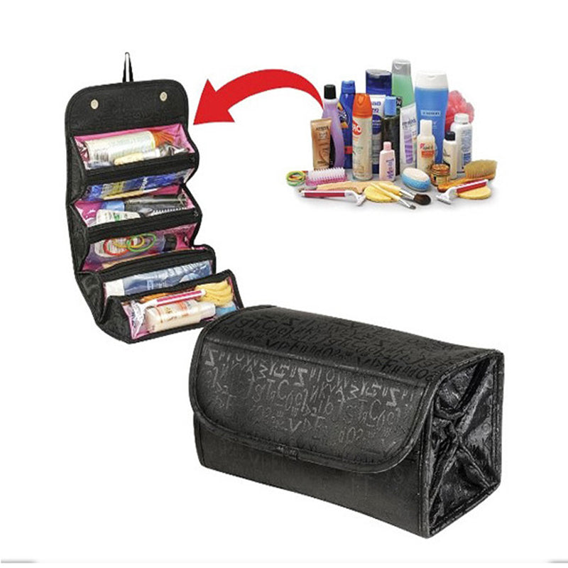 Grande trousse de toilette motif lettres, pliable pour femme