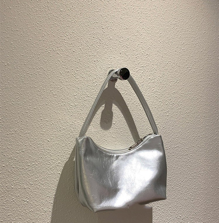 Sac à main à bandoulière minimaliste argenté pour femme