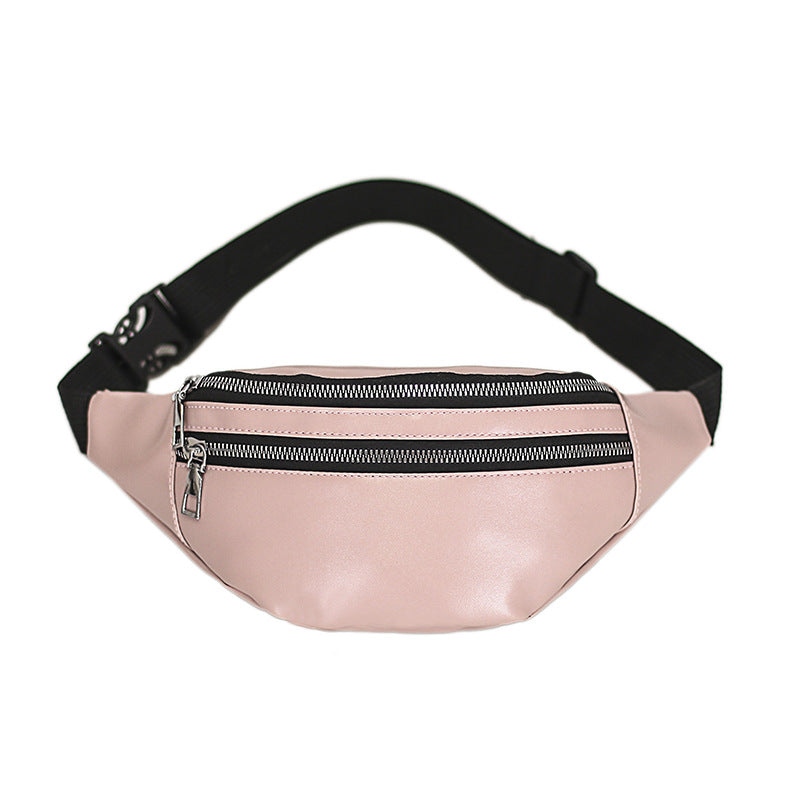 Sac banane de poitrine rose rétro 2 fermetures éclairs pour homme