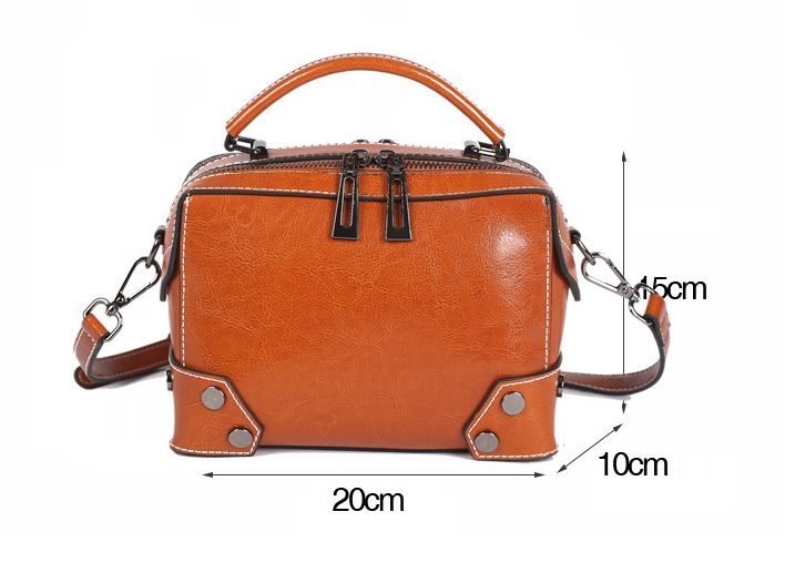 Petit sac à main en cuir ciré à l'huile rectangulaire pour femme