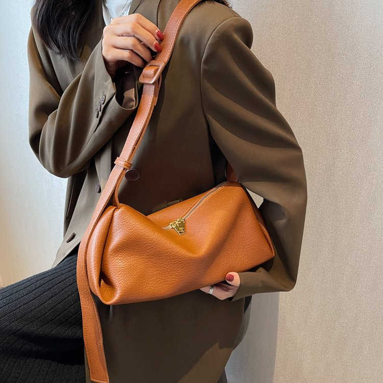 Sac à main à bandoulière simple, rétro en cuir PU souple pour femme