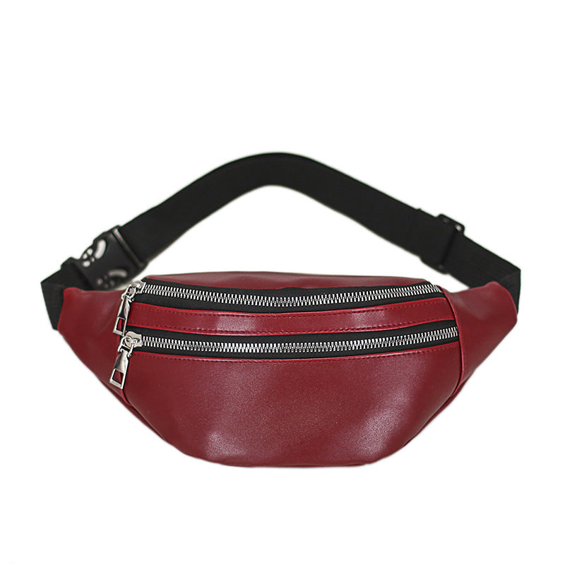 Sac banane de poitrine rouge rétro 2 fermetures éclairs pour homme