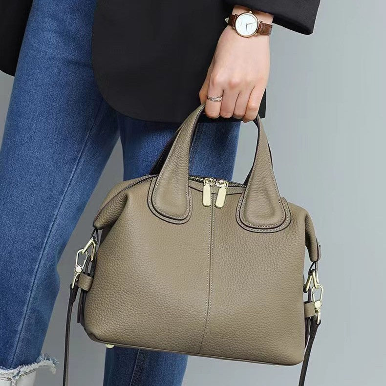 Sac à main à bandoulière en cuir véritable pour femme