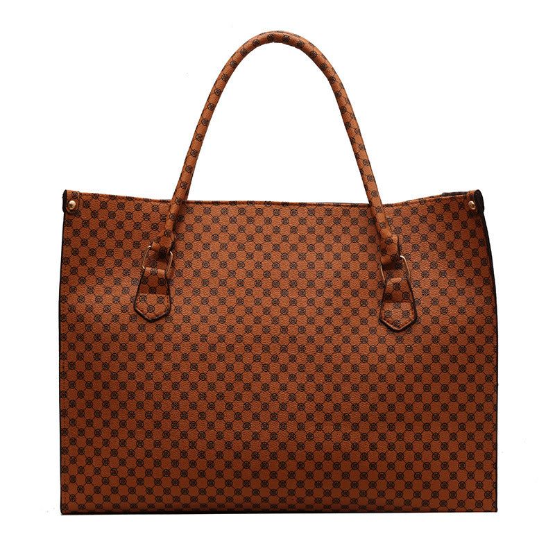 Sac fourre tout bandoulière tendance motif damier pour femme