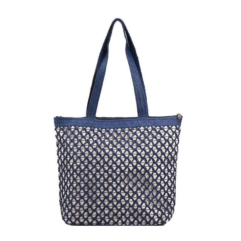 Sac type shopping à bandoulière en filet de corde tressé pour femme