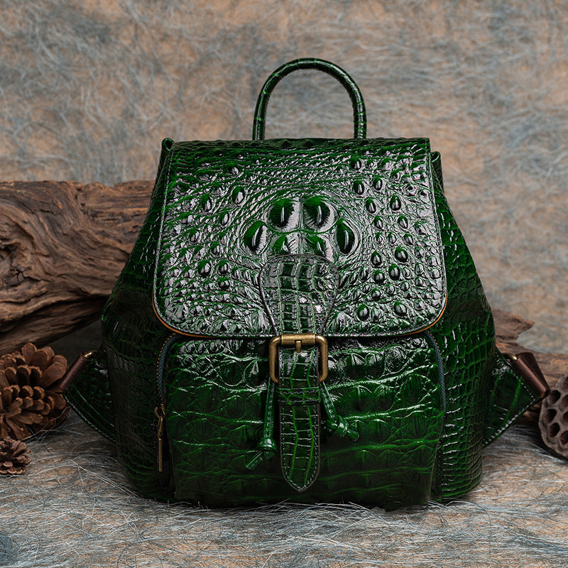 Sac à dos en cuir de vachette motif croco