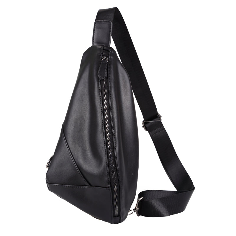 Sac de poitrine triangulaire uni en cuir PU  pour homme