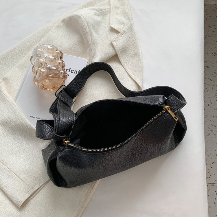 Sac à main à bandoulière simple, rétro en cuir PU souple pour femme