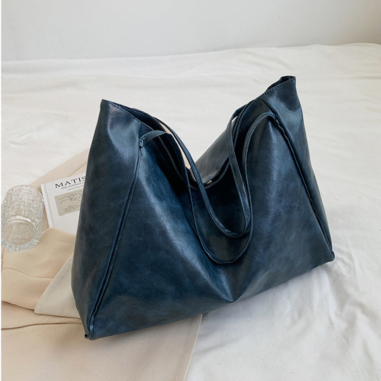 Sac fourre tout bandoulière uni vintage et élégant pour femme