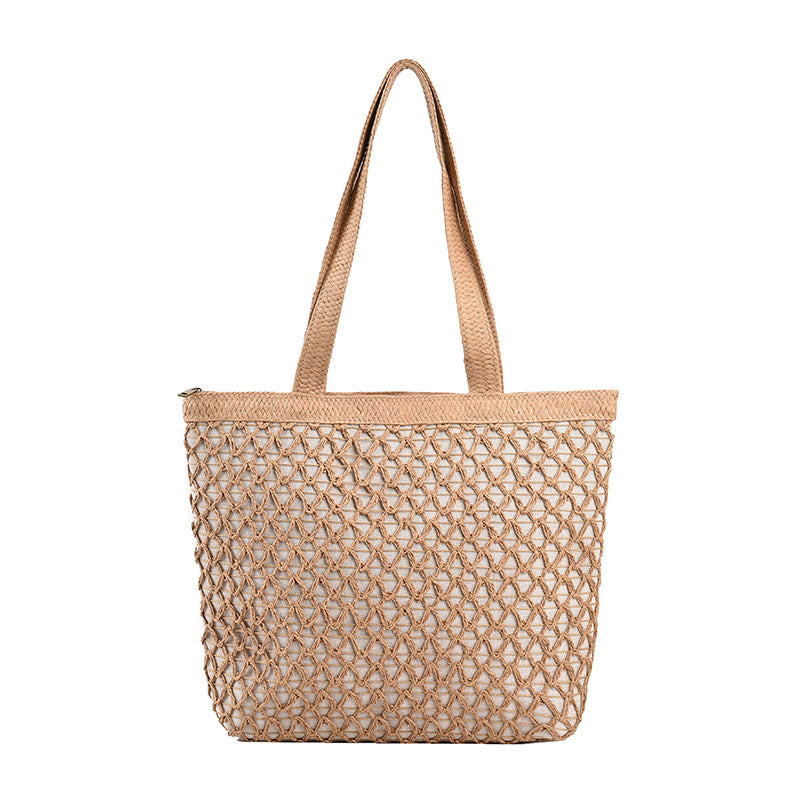 Sac type shopping à bandoulière en filet de corde tressé pour femme