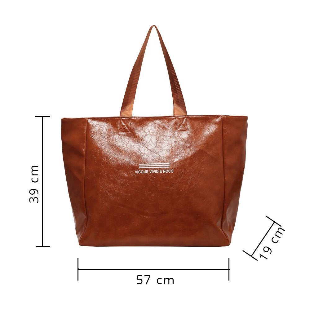 Sac fourre tout bandoulière design verni de grande capacité pour femme