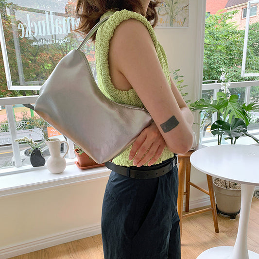 Sac à main à bandoulière minimaliste argenté pour femme