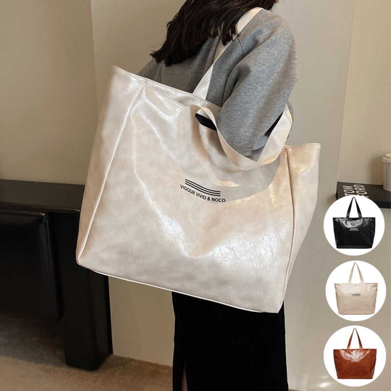 Sac fourre tout bandoulière design verni de grande capacité pour femme