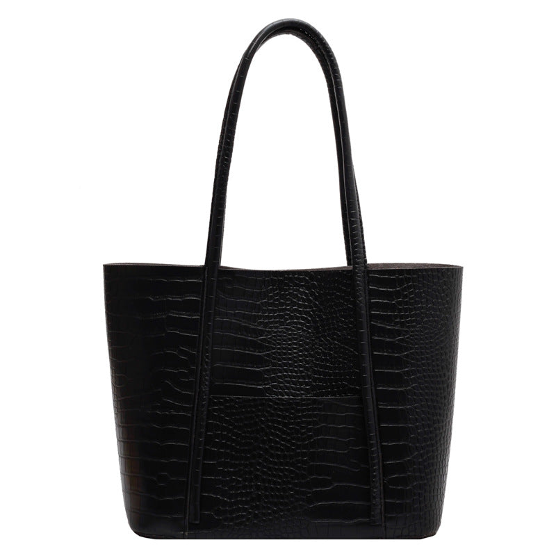 Sac fourre tout bandoulière rétro embossé croco pour femme