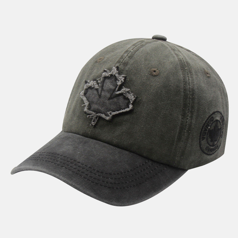 Casquette de baseball délavée motif feuille d'érable