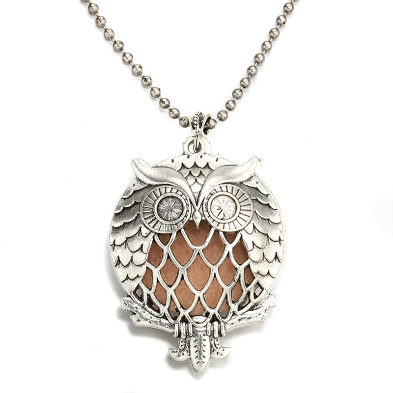 Collier d'huiles essentielles pour l'aromathérapie - chouette, éléphant et arbre