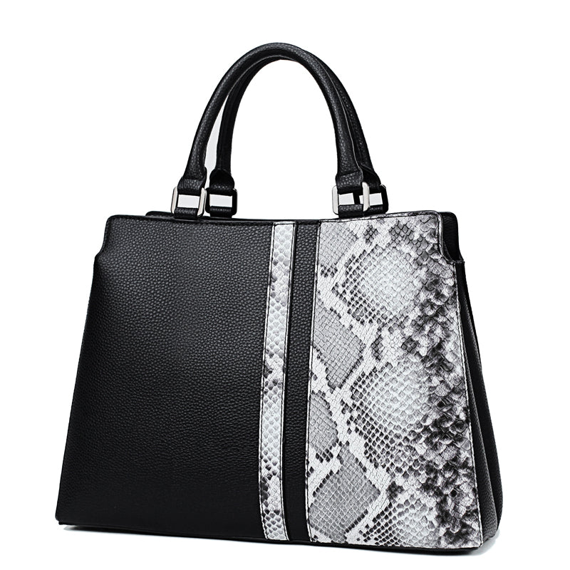 Sac à main noir et motif python pour femme