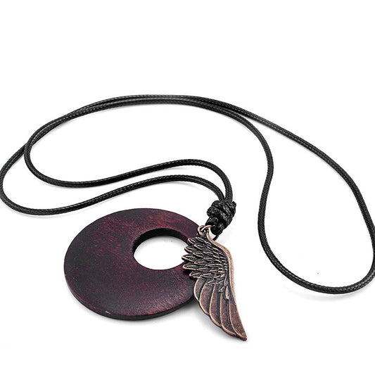 Collier bois-métal unisexe motifs divers