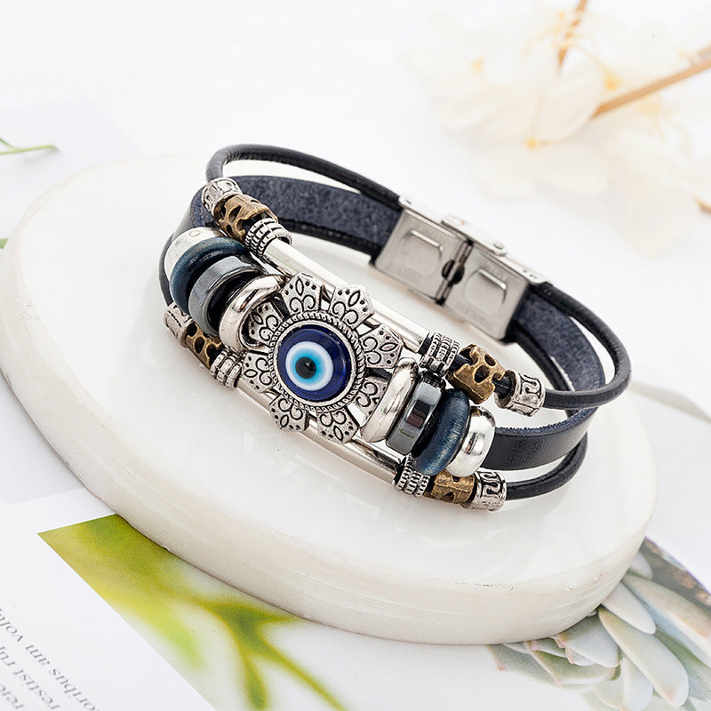 Bracelet en alliage avec  oeil bleu turc