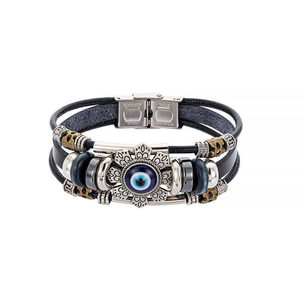 Bracelet en alliage avec  oeil bleu turc