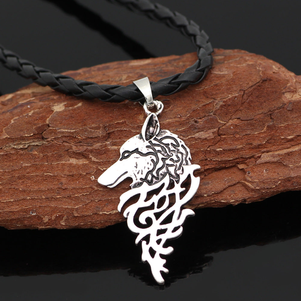 Collier Viking à tête de loup