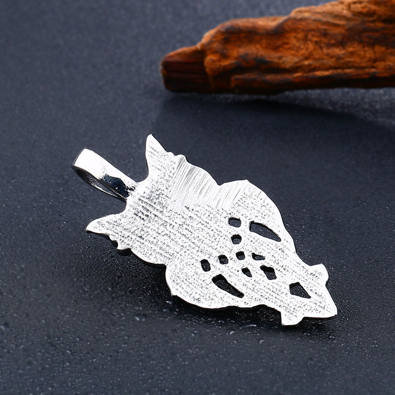 Pendentif hibou viking en acier inoxydable - sans chaîne