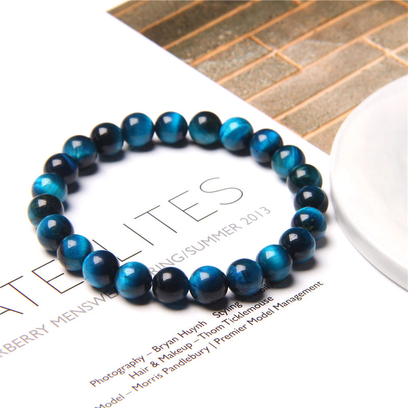 Bracelet de pierre d'oeil de tigre bleu 1