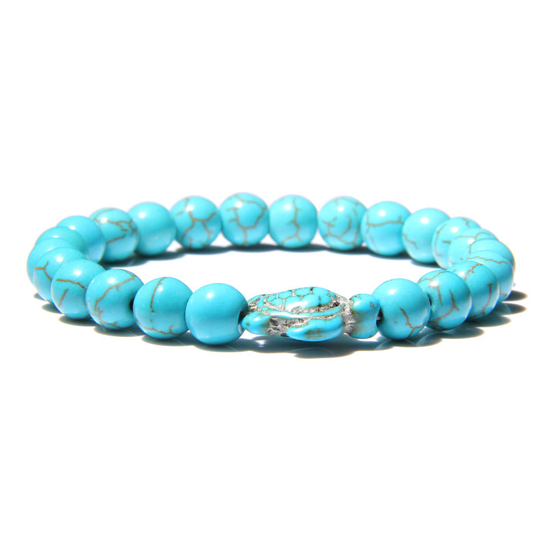 Bracelet de perles avec tortue turquoise D