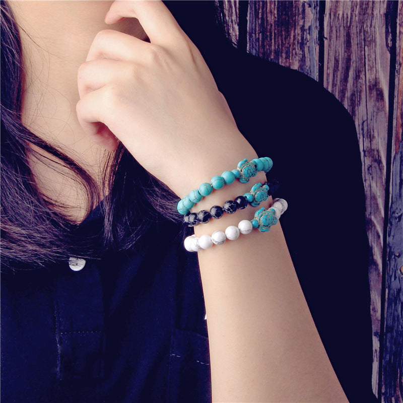 Bracelet de perles avec tortue turquoise