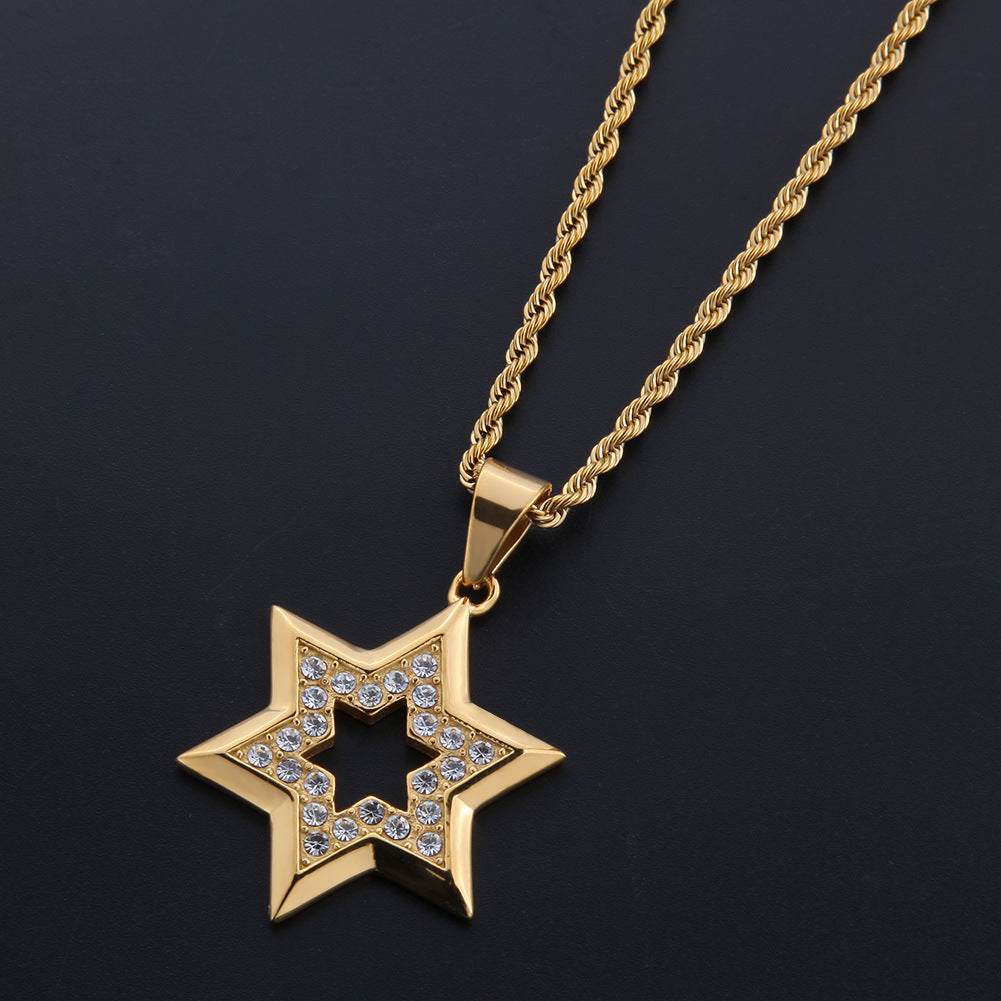 Pendentif étoile hexagonale Hip Hop