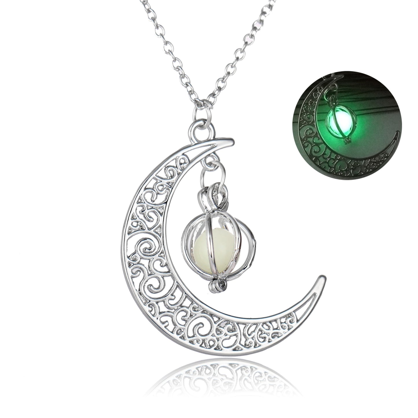 Collier phosphorescent à croissant de lune ou tortue