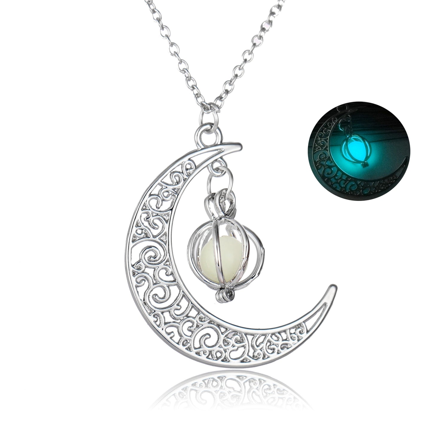 Collier phosphorescent à croissant de lune ou tortue