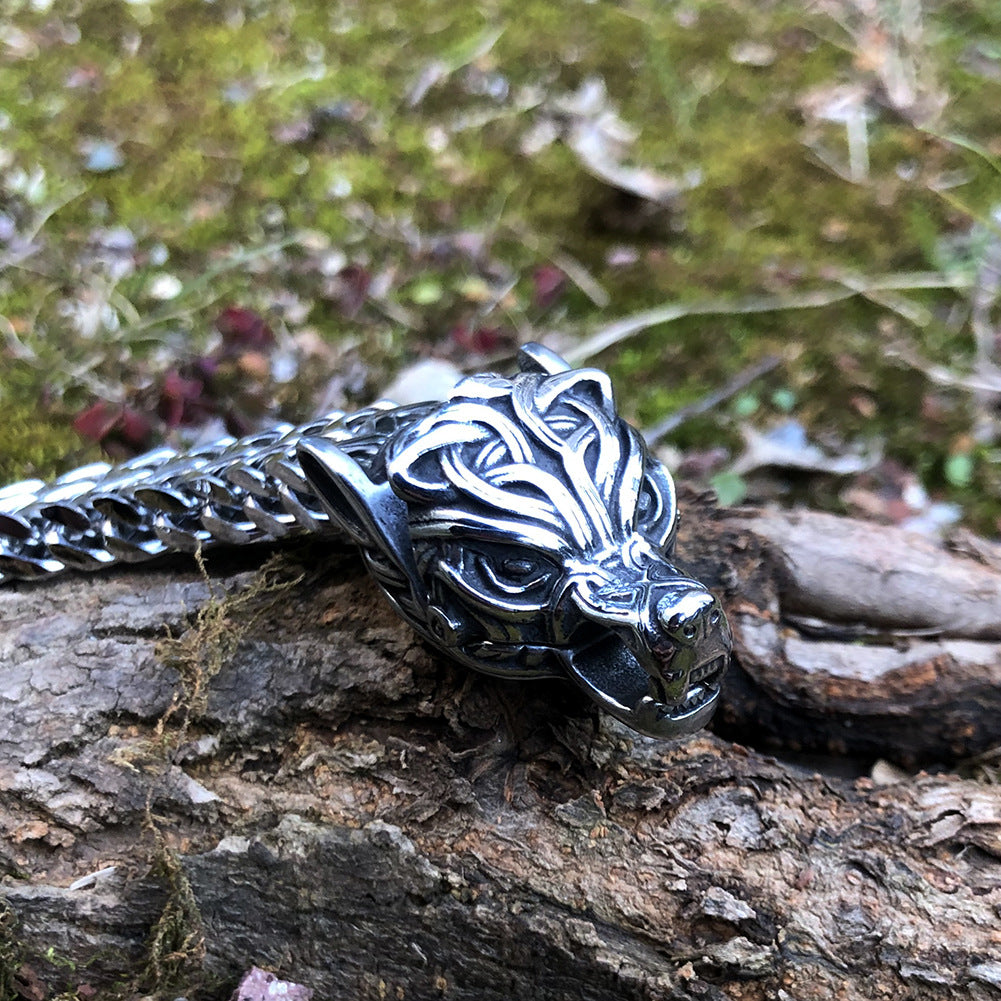 Bracelet Viking vintage à tête de loup