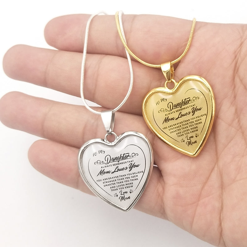 Collier en forme de cœur avec message d'amour pour votre fille