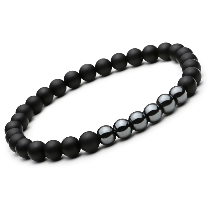 Bracelet homme de perles noires et brunes