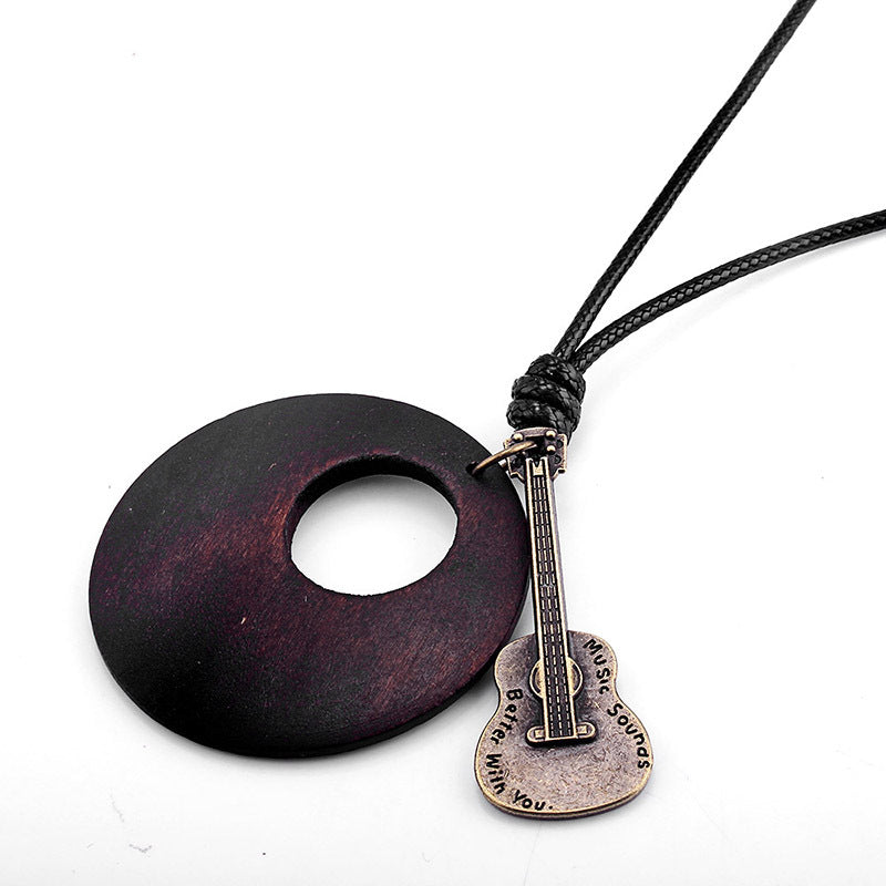 Collier bois-métal unisexe motifs divers