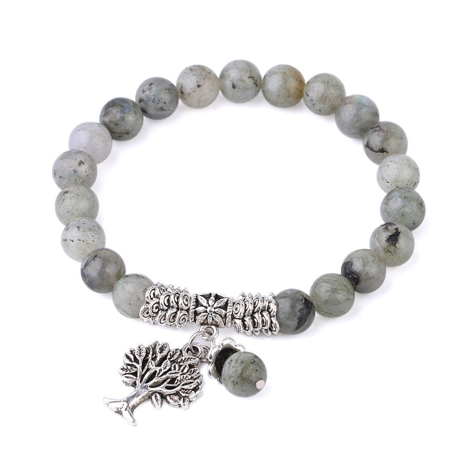 Bracelet en perle de pierres naturelles grises