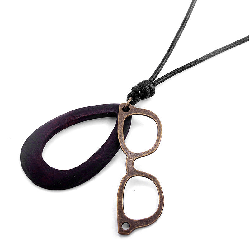 Collier bois-métal unisexe motifs divers