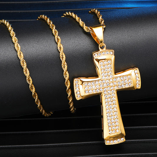 Pendentif Croix Hip-Hop sertie de brillant pour homme ou femme