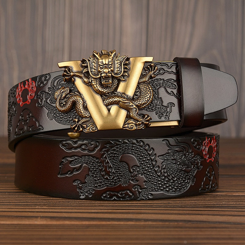 Ceinture en cuir boucle dragon