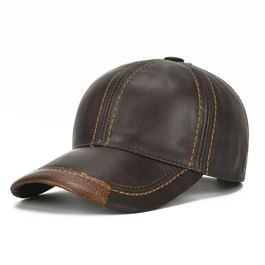 Casquette élégante en cuir brun