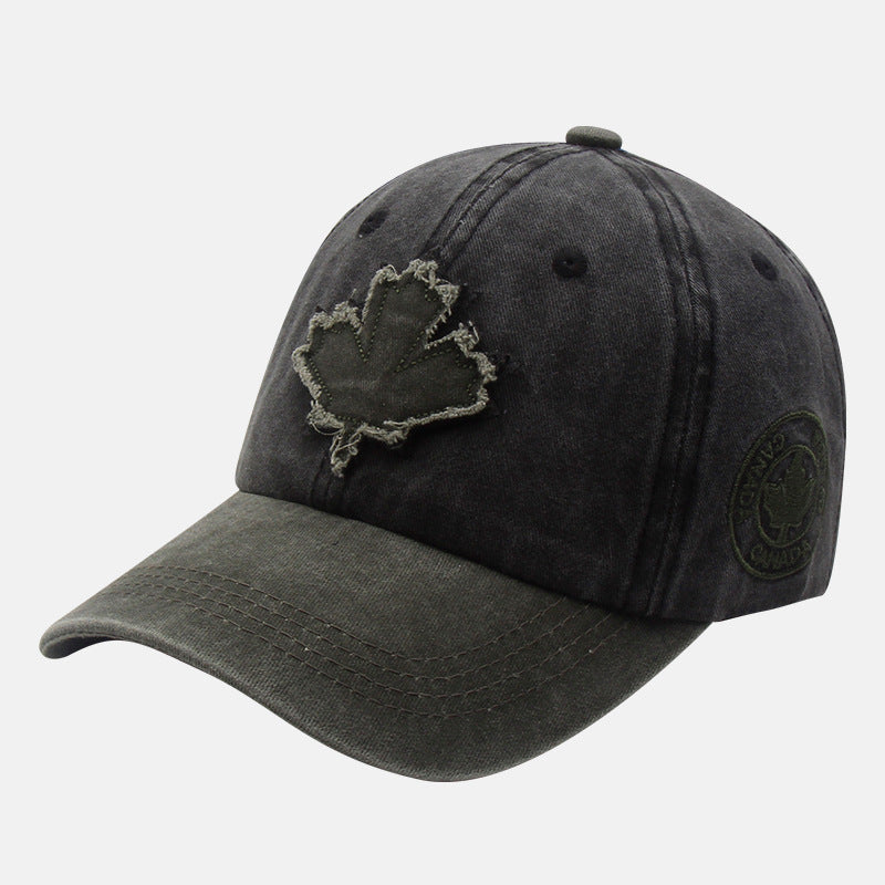 Casquette de baseball délavée motif feuille d'érable